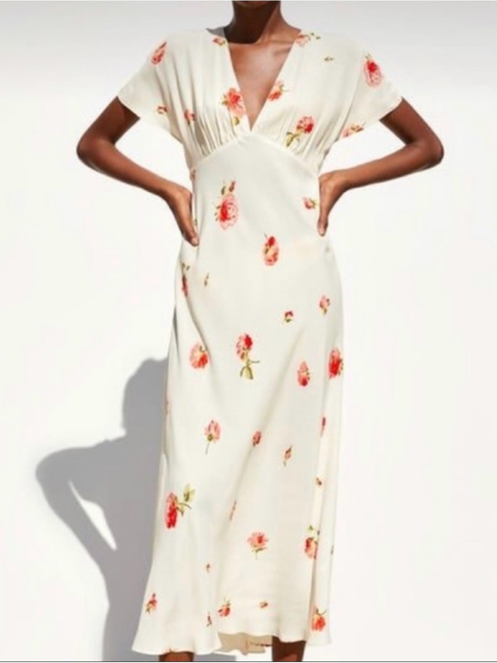 Zara Floral Printed V-Neck Maxi Dress - Picture 2 of 16